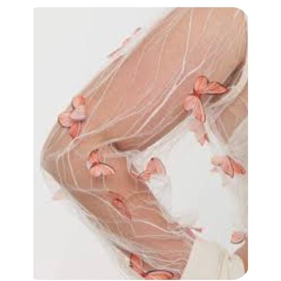 Unique Vintage 3D Butterfly Blouse Long Sleeve Lace with Bow Collar Sz XS #34 - Picture 4 of 9